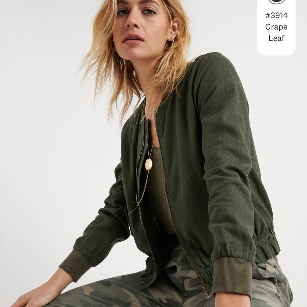Lucky Brand Soft Feminine Bomber Jacket Olive